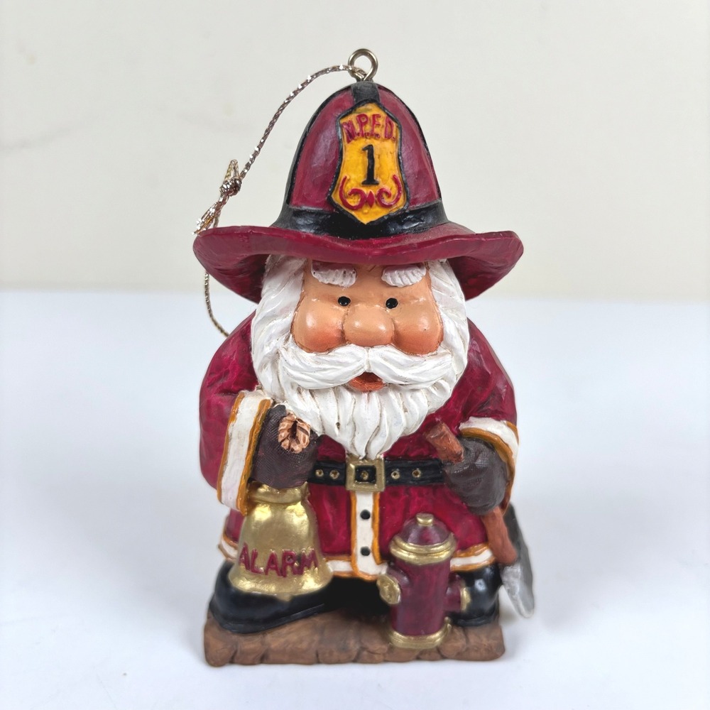 VTG Kurt Adler Firefighter Santa Ornament Handcrafted Resin North Pool FD 4.5"